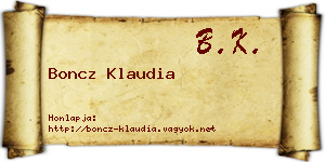 Boncz Klaudia névjegykártya